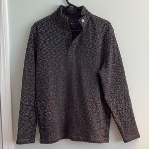 Bass Men's Gray Patterned Henley Sweater